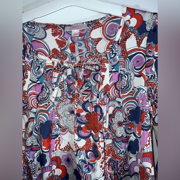 LIBERTY OF LONDON for Target Tunic Blue Purple Red Floral 3/4 Slv Blouse Sz XS - Picture 2 of 7